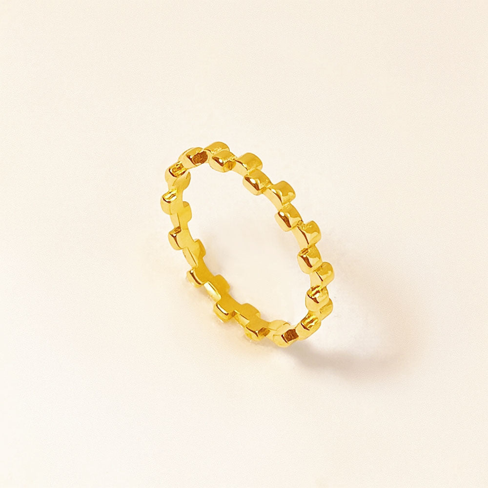 Gold Titanium Steel Link Stackable Rings - Minimalist & Shower Safe