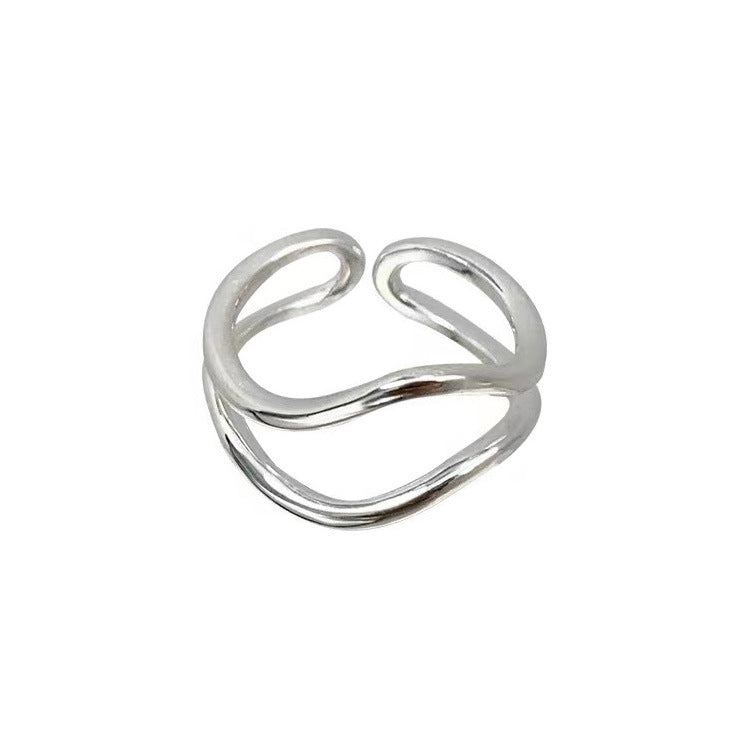 Ocean Curve Silver Ring - Shower Safe & Adjustable